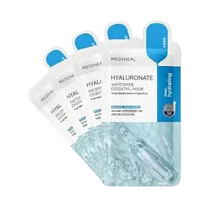 Mediheal Best Korean Hyaluronate Watermide Essential Face Mask - Hydrating and Moisturizing Sheet Masks With Hyalu Active 3x For All Skin Types (4 Count)