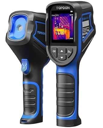 TOPDON TC004 Mini Handheld Thermal Imaging Camera, 240 x 240 TISR Resolution, -20°C to 450°C, 15-Hour Battery Life, 128 x 128 IR Resolution, 25Hz Infrared Camera, High/Low Temp Alerts, Auto Shutdown