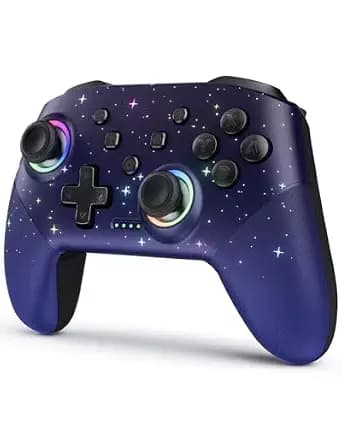 VOYEE Switch Controller, LED Star Wireless Pro Controllers Compatible with Switch/Lite/OLED, Multi-Platform Windows PC with 9 Colors Colorful RGB Lights/Programmable/Vibration/Turbo/Wakeup