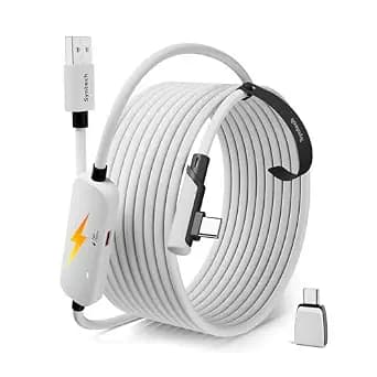 Syntech Link Cable with Charging 16FT Compatible with Oculus/Meta Quest 3S/3 Accessories, Quest2/Pro, Pico4, Next-Gen VR Cable with USB 3.0 A to C Adapter for SteamVR, Charge & Link Simultaneously