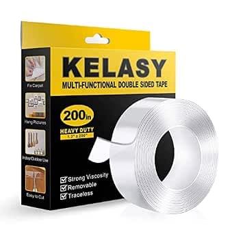 Double Sided Mounting Tape,1.2" x 200",Heavy Duty Removable Nano Adhesive Tape for Walls,Adhesive Strips Strong Sticky Gel Grip Tape,Transparent Poster Tape Wall Tape for Picture Carpet Decoration