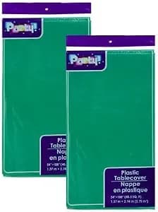 2-Pack Green Disposable Plastic Tablecloths/Table Covers, 54 x 108 inches each