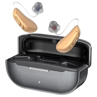 Hearing Aids, Hearing Aids for Seniors with Moderate Hearing Loss, 16 Channel Rechargeable Hearing Amplifiers with Noise Cancelling, Five Levels of Volume Adjustment, Clear Sound and Easy to Use