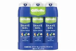 Gillette Sensitive Plus Island Breeze Alcohol Free Dye Free Parabens Free With Aloe & Vitamin C (3 Pack)
