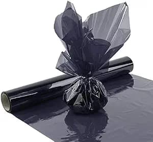 Morepack Black Cellophane Wrap Roll, Translucent Black Cellophane Wrapping Paper, 16 Inch Width x 100 Ft Long Colored Cellophane Rolls for Gift Baskets,DIY Arts Crafts Decoration and More