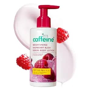 mCaffeine Brightening SPF 50 PA+++ Body Sunscreen Lotion 200ml | Instant Cooling & De-Tan with Vitamin C & Niacinamide | Deep Hydrating Moisturizer for Winter Dry Skin | Lightweight, Non-Sticky Bodylotion for Men & Women