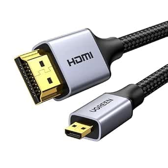 UGREEN Micro HDMI Cable 4K to HDMI 2.0 with Ethernet 3D Full HD 1080P HDR ARC Compatible with Raspberry Pi 5/4, Camera, TV (2M)