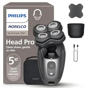 Philips Norelco Head Shaver Pro 7000 Series - Electric Shaver for Men and Women, 360° Flexing Head & ComfortCut Blades for Clean Shave, Gentle on Skin, Model HS7980/40