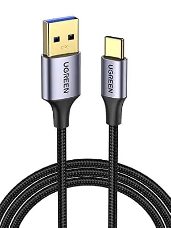 UGREEN USB to USB C Cable USB C 3.0 Cable 5Gbps Data Transfer Type C Cable Fast Charging Nylon Braided Cord for Android Auto/iPhone 16/Galaxy S21 S20 A53 A71/iPad Mini 6/Switch/PS5 Controller, 3.3FT