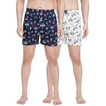 Urban Scottish Ultra-Comfortable Men's Boxer Pants (Pack of 2), 100% Cotton with Stylish Print, Soft & Stretchy Elastic Waist Band, Dynamic Movement & Hardwearing Stitching,Breathable Gentle Snug Fit