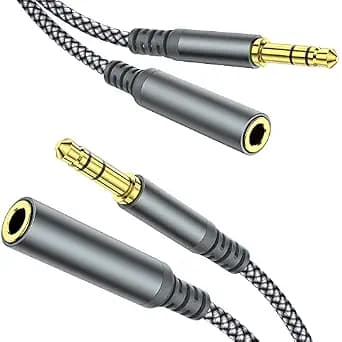 MCSPER Headphone Extension Cable, [2-Pack, 6.6ft Hi-Fi ] 3.5mm Extension AudioMale to Female Aux Adapter Hi-Fi Sound Stereo Extender Cord for Headset, iPhone, iPad, Smartphones, Tablets & More (Grey)
