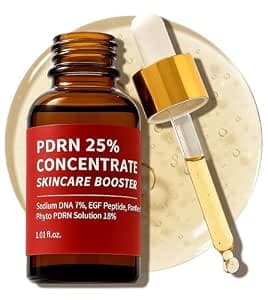 Salmon DNA PDRN 250,000 ppm Concentrate Skincare Booster - Microneedling Serum w/EGF Peptide & PDRN 25% Growth Factor - Anti-Aging Face Serum with Panthenol 1 Fl Oz Korean Skincare