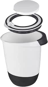 Mixing Bowl with Lid - 1.5 Litres - Mixing Opening, Stop Base, Splash Guard - 1.5 Litres Bowl / Storage Container - White / Black