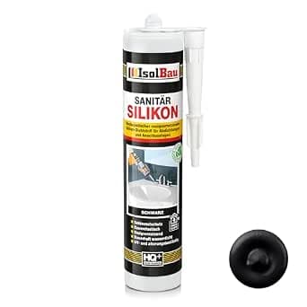 Isolbau Sanitary Silicone 1 x 300 ml Black - Highly Elastic Silicone Sealant for Seals & Joints - Waterproof - Cartridge