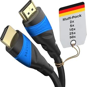 KabelDirekt 4K/8K HDMI Cable, Available in 0.15–22.5 m Lengths (2 x 2 m), For Any HDMI Port, 4K@120 Hz, 8K@60 Hz, HDMI 2.0, High Speed with Ethernet, for Blu-ray, PS5, Xbox Series, Switch, Black