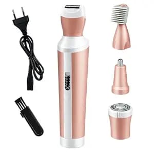 Concepta Hair Removal Machine 4 in 1 | Facial Shaver, Eyebrow Trimmer, Bikini Trimmer & Body Shaver | Hair Removal Machine for Women | Travel-Friendly Grooming Kit (Pink)