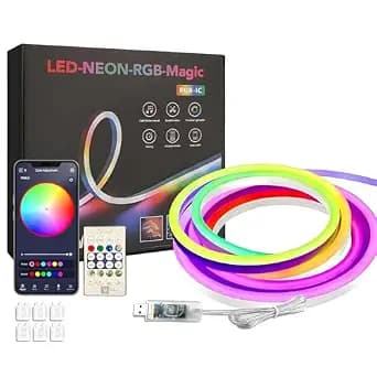 Errol RGB neon Light Strip with Mobile App and Remote Controlled | Music Sync RGB Lights for Room | DIY Design Multicolor led Strip Lights for tv Backlight, Home Decoration, Gaming (2 Meter)