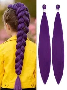 Purple Hair Extensions Long Pre-Stretched Braiding Hair Extensions 2 Packs Synthetic Crochet Hair Twist Braids for Cosplay Costume Party 26 Inch