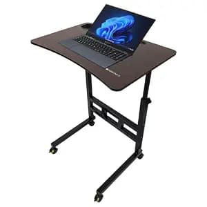 ZEBRONICS DOW Y1, Laptop Table, 360° Rotating Wheels with Lock Mechanism, Easy Setup, Adjustable Height, Sturdy Metal, Cup Holder, Holder [Tablet, Pen, Mobile], Suitable for Laptop, Reading, Drawing