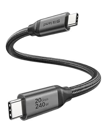 Silkland USB C 3.2 Gen 2x2 Cable, 20Gbps USB C High Speed Data Transfer, 5K/4K 60Hz USBC Monitor Cord, 240W PD Fast Charging, Type C 3.1 Cable Compatible for SSD, Hub, Dock, eGPU, 1.6FT