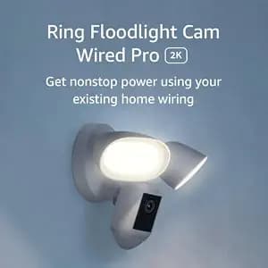 Ring Floodlight Cam Wired Pro with Bird’s Eye View and 3D Motion Detection, White