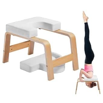 VEVOR 300lbs Load Yoga Reversing Stool Wooden Frame PU Cushion Yoga Chair Chair for Pear Stand Training Strength and Balance Training Gym White