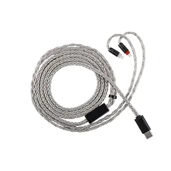 Linsoul Tripowin Zonie HiFi in-Ear Monitor Upgrade Cable, with Omni Mic, 16-Core Silver-Plated SPC Earphone Cable, Type-C/3.5mm Options, 1.25m SPC Tangle-Free Wire for Audiophiles(Typec,2PIN)