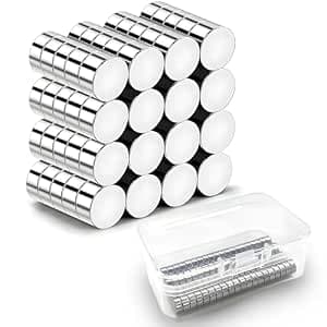 80 Pack Round Strong Magnets,6mm X 3mm Neodymium Magnet,With box,for White Board,Fridge, Pin Board and DIY Picture