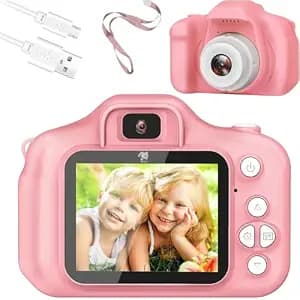 Storio Rechargeable Kids Camera Toy 3.0MP - Pink | 1080P Video Camera with 2-Inch Screen Supports 32GB with Games,Filters,Time-Lapse Educational Birthday Gift for Boys & Girls Age 3–12