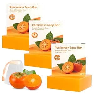 GPP 3 PCS Persimmon Soap Bar for Body Odor Control, 3.53oz/per | Natural Body Wash Soap for for Old People Smell Eliminating Body Odor, Purifying Deodorizing Odor Eliminator for Women & Men