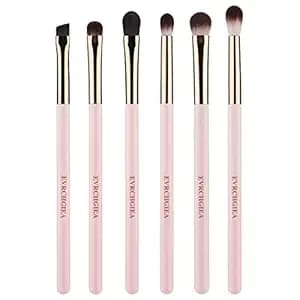Eye Makeup Brush Set, 6 Pcs Professional Blending Eyeshadow Makeup Brushes for Concealer Eyebrows Eyeliner, Soft Hairs & Wood Handle