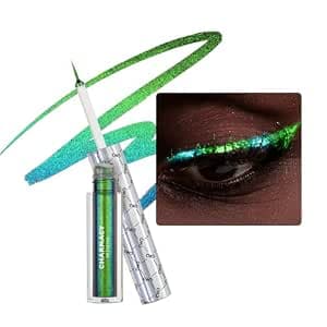 CHARMACY Multichrome Eyeliner Liquid Liner, Glitter liquid eyeliner waterproof, Metallic Intense Color Shifting Colorful Eyeliner, Long wearing, Ultra-Fine Tip Smudge-proof, GREEN INDIGO 905