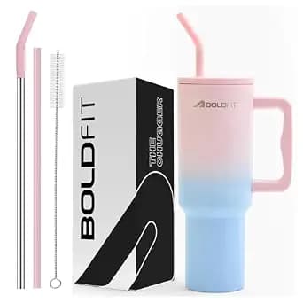 Boldfit Tumbler Bottle Water Bottle with Lid and Straw 1.2L Stainless Steel Double Insulated Tumblers for Hot & Cold Drink 100% Leakproof Tumbler with Handle & Reusable Straw Sipper with Brush 1200ml