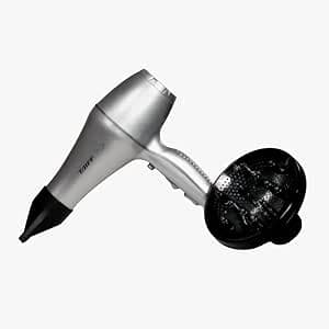 Taiff Style IonSense Professional Hair Dryer | 1875W Ionic Ceramic Blow Dryer with Diffuser | Lightweight Travel Friendly | Dual Voltage - Fast Drying | Silver