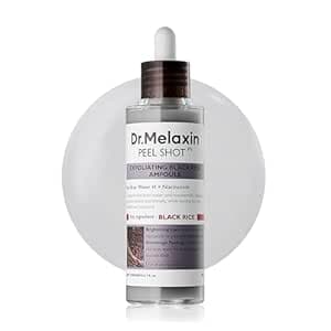 Dr.Melaxin Peel Shot Glow Black Rice Peeling Ampoule with Rice Extract & AHA BHA, Gentle Exfoliating Serum for Dead Skin Cells, Niacinamide & Hyaluronic Acid, Korean Skincare, 2.71 fl.oz