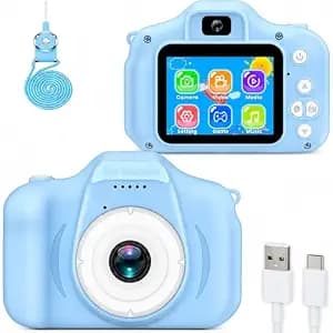 Toy Imagine Kids Digital Camera Toy 3.0MP 1080P Video Camera with 2-Inch Screen & 32GB Capacity USB Rechargeable with Games,Filters,Time-Lapse Educational Birthday Gift for Boys & Girls Age 3–12(Blue)