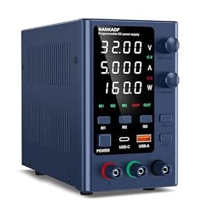 Laboratory Power Supply 0-32V 0-5A DC Regulated Power Supply with Data Memory Variable Switching Power Supply High Precision LED Display Laboratory Power Supply with 5V/3.6A USB Port
