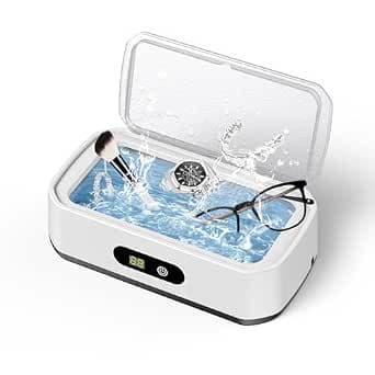 2025 Upgrade Large Capacity Ultrasonic Cleaner, 50kHz Ultrasonic Cleaner Machine with 5 Modes Timer for Glasses Jewelry Dentures-304 Stainless Steel Tank,White & Black