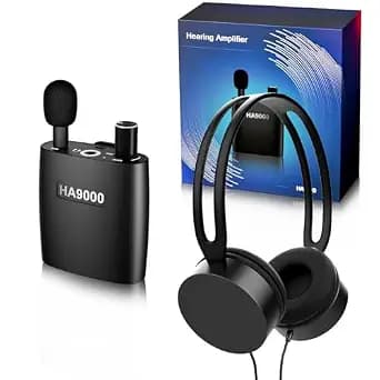 Personal Sound Amplifier PSAP the Latest Gen Model HA9000, Rechargeable Hearing Aid Device Hearing Amplifier with Headphones, Detachable Microphone, Type-C Charging for Seniors, Adults, Elderly