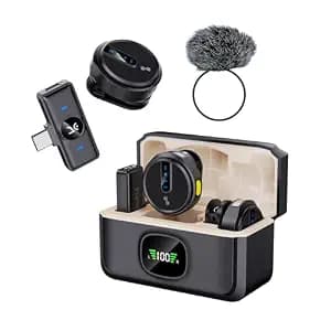 Kreo GoRec DOTS Ultra-Light Wireless Mic for YouTube, Vlogging & Mobile Content, Bluetooth Microphone for Youtubers, Magnetic Clip (Duo, with Charging Case)