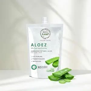 BIG Leaf ALOEZ 99% Pure Aloe Vera Gel | Colourless, Fragranceless, Waterless | Skin & Hair Moisturizer | No Parabens & Sulphates | Dermatologically Tested (Set of 1)