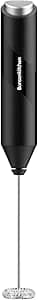 Bonsenkitchen Electric Milk Frother, Handheld Milk Frother Stick for Coffee, Lattes, Macchiato, Cappuccino, Matcha, Battery-Operated, Coffee Mixing Stick, Black