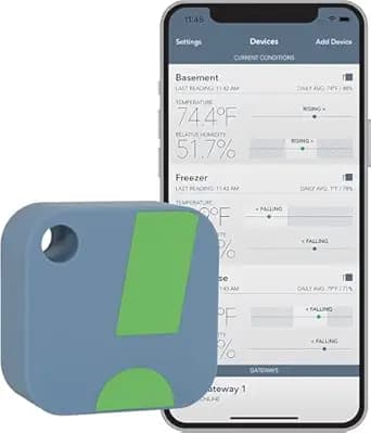 SensorPush HT1 Smart Temperature Sensor & Humidity Sensor - Thermometer & Hygrometer w/App Monitoring - Indoor/Outdoor Temperature and Humidity Monitor w/Heat Index for RV, Fridge & More