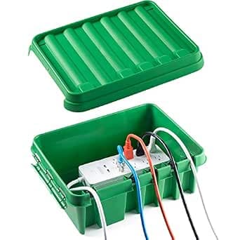 SockitBox – The Original Weatherproof Connection Box – Indoor & Outdoor Electrical Power Cord Enclosure for Timers, Extension Cables, Transformers, Power Strips, Lights, Tools & More – Medium – Green