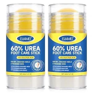 Urea Cream 60% with 2% Salicylic Acid Stick, 2Pack Urea Foot Cream for Dry Cracked Heels, Callus Remover, Hydrating and Softening Moisturizer for Feet, Hands, Knees, Elbows, Exfoliating Dead Skin