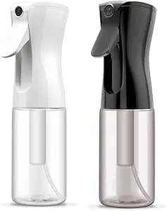 ELEMSY Spray Bottle For Hair (2 Pack 6.8 OZ) Continuous Mister Empty Spray Bottles, Ultra Fine Mist Water Sprayer for Hairstyling, Cleaning, Plants, Pets, Barbers, Salons, Essential Oil Scents