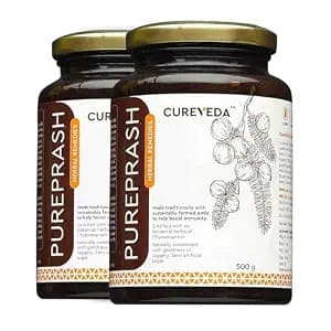 Cureveda Chyawanprash Pureprash 1kg - Herbal Immunity Support for all age groups- Jaggery, Organic, Saffron Kesar, no added sugar (500gms x 2)