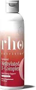 Rho Nutrition Liposomal Methylated Vitamin B Complex – Ultra High Absorption Liquid Active B Vitamins with L-Methylfolate & B12 – Supports Energy, Mood, Stress, Nervous System & Cellular Health