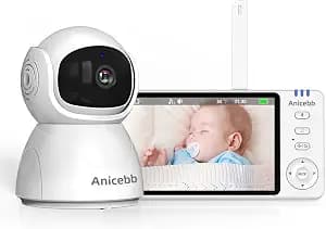 Video Baby Monitor with Camera and Audio, No WiFi Hack-Proof Security, 5" LCD Remote Pan-Tilt-Zoom, 31H Long Battery Life, 1000ft Range, Night Vision, Temperature & Cry Alarms, 2-Way Talk