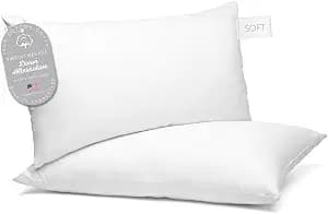 Digital Decor 100% Cotton Luxury Hotel Pillows Queen Size Set of 2, Cooling Down Alternative Bed Pillows for Sleeping, Hypoallergenic Soft Pillows for Side & Back Sleepers, Made in USA, 30" x 20"